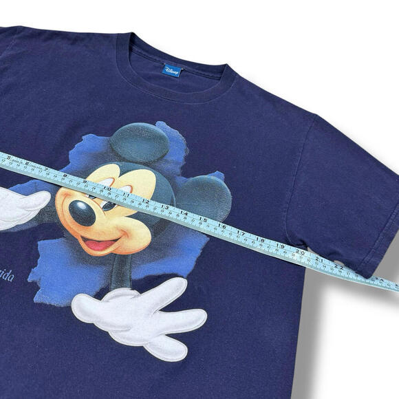 VTG Disney Mickey Mouse T-Shirt Double-Sided Graphic Navy Florida Theme Park L - Picture 8 of 8
